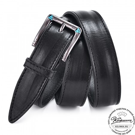 Кожаный ремень "Ирис" (чёрный)